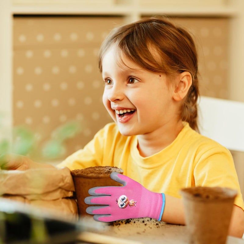 LveSunny Kids Gardening Gloves, 2 Pair Toddler Gardening Gloves, Girls Glove, Rubber Non-Slip Safety Work Gloves for Kids, Youth, Garden, Fishing, Cycling and Gardening Tools (Ages 3-5) - Image 3